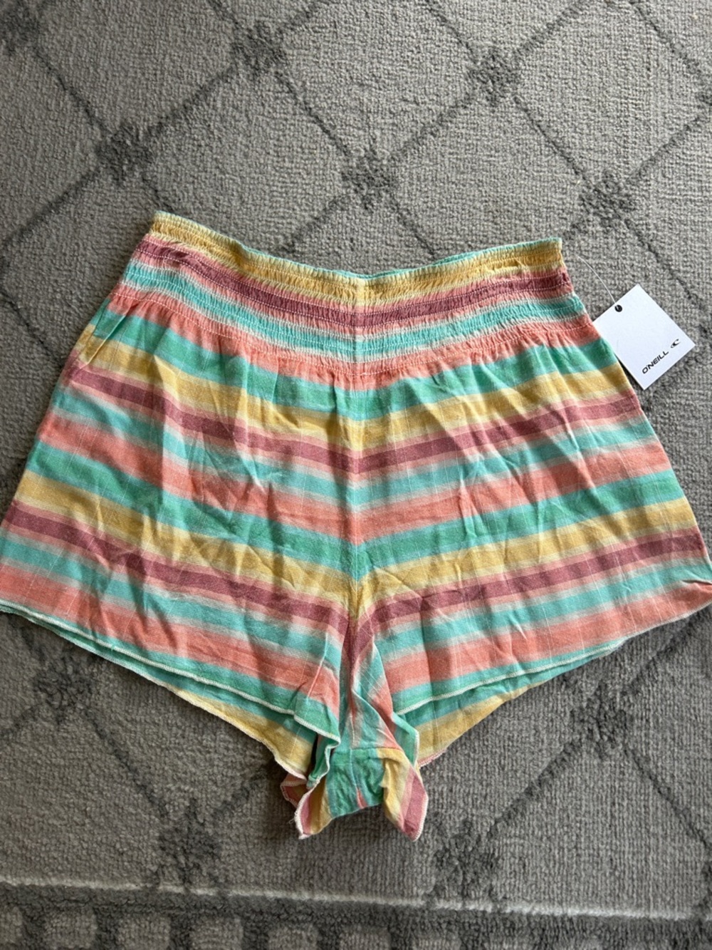 O’Neill Cove Striped Pastel High-Waist Beach Shorts NWT